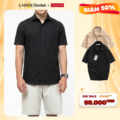 [GIẢM 50% OUTLET - KHÔNG ĐỔI TRẢ] Áo sơ mi nam tay ngắn có túi LADOS-8098 cao cấp, chất OXFORD sang trọng, dễ mặc