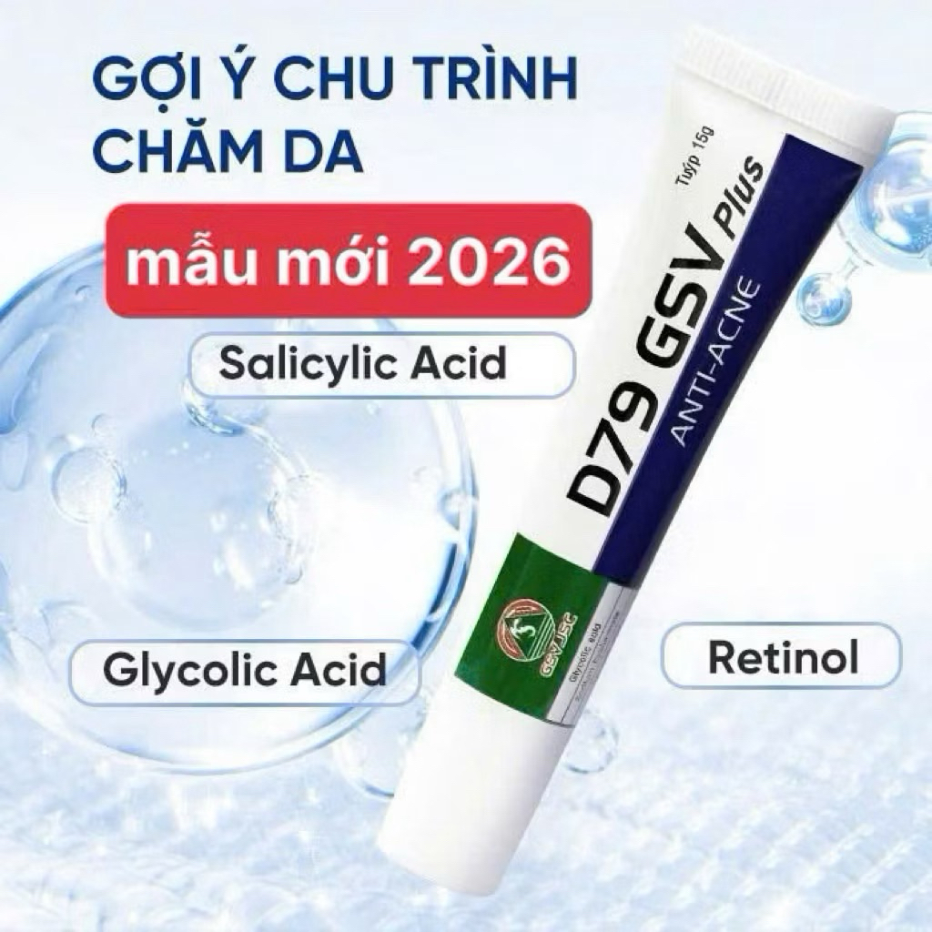 [mẫu mới 2026][15gam] Kem giảm mụn trứng cá D79 GSV PLUS và D79 bản thường | Bs Hà Da Liễu khuyên dù