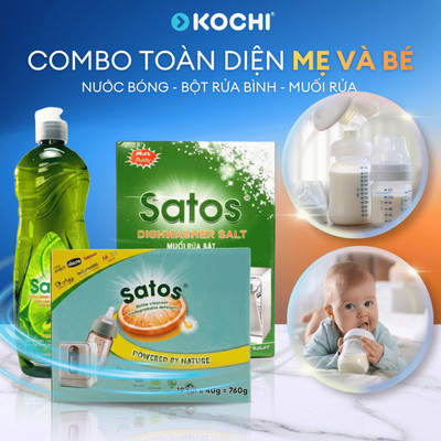 COMBO MẸ VÀ BÉ: 1 hộp bột rửa bình sữa hữu cơ 760 g, 1 chai nước bóng 500 ml, 1 hộp muối 1.2Kg - KOCHI Vietnam