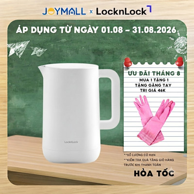 Ấm Đun Siêu Tốc Giảm Âm LocknLock Silent Electric Kettle EJK216WHT 1.2L, Hàng Chính Hãng - JoyMall