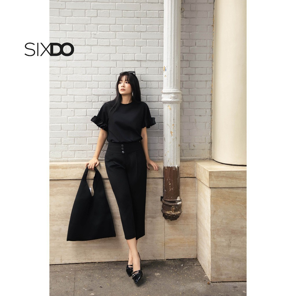 Quần baggy cạp đính cúc SIXDO (Black Woven Baggy Pants)