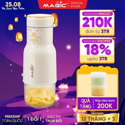 Máy Xay Sinh Tố Và Làm Kem 2 In 1 Magic Eco AC-181, Lưỡi Dao Thép Không Gỉ, Dung Lượng Pin 1500mAh