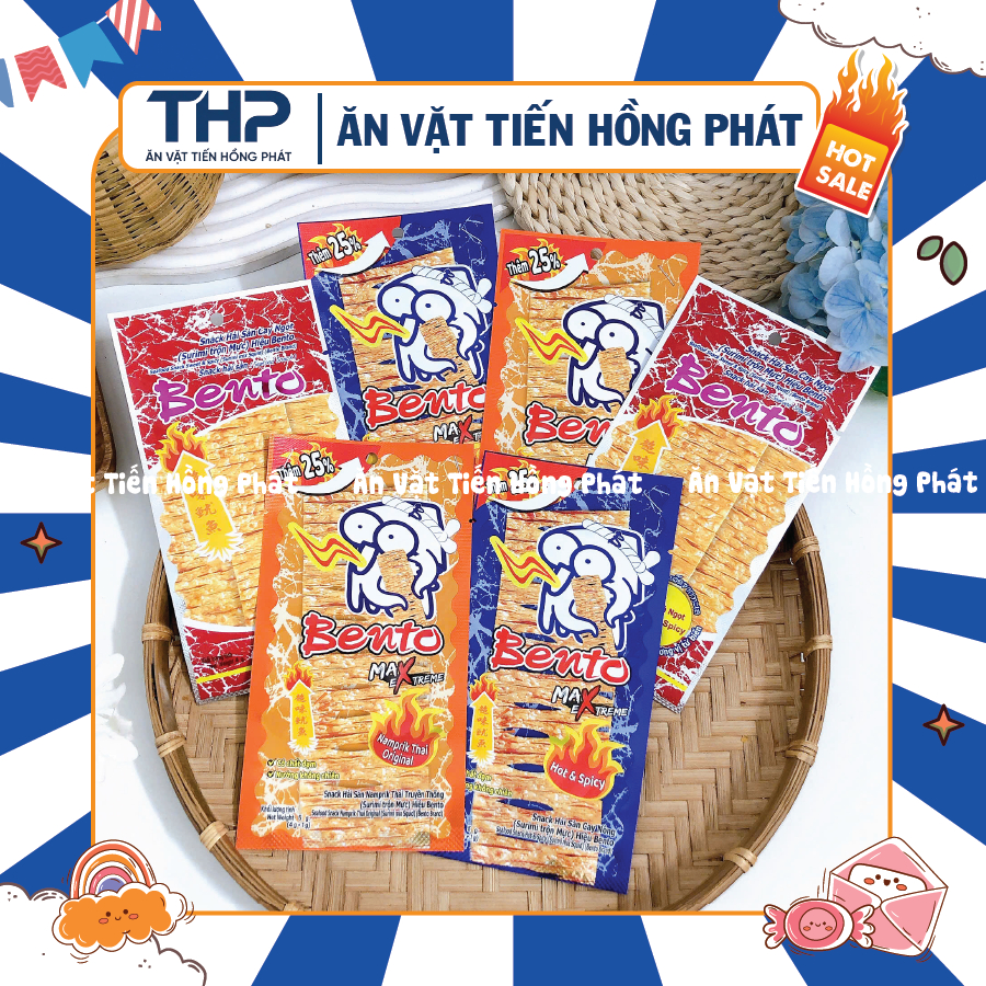 [5 Gói] Mực Bento Gói 4g Snack Mực Bento Thái Lan Đủ 3 Vị Mực Bento Siêu Cay, Đồ ăn Vặt
