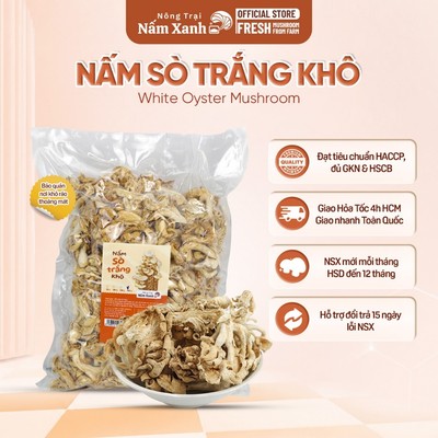 Nấm Sò Trắng Sấy Khô (500gr 1kg) Loại 1 Sạch Ngon Giòn Rụm - Nông Trại Nấm Xanh