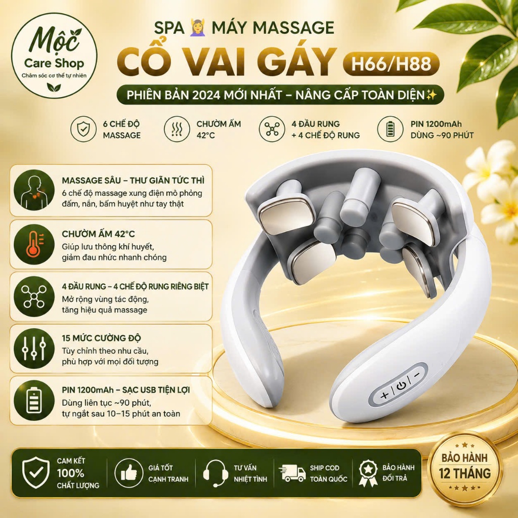 Máy Massage Cổ Vai Gáy JT88 Thiết Kế Nhỏ Gọn 5 Đầu Rung Cao Cấp Làm Giảm Nhức Mỏi