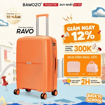 Vali Du Lịch Bamozo Ravo Size 20/24/28 Nhựa PP Cao Cấp, Khoá Kéo Chống Rạch_Ravo