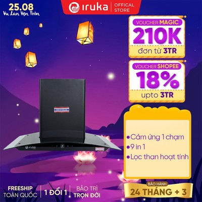 Máy hút mùi Iruka I-410, 2 chế độ, 9 cấp độ hút, điều khiển cảm ứng