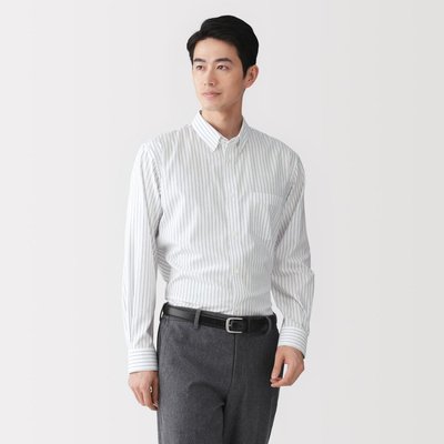[26AW] MUJJI Áo Sơ Mi Nam Ít Nhăn Cổ Cài Nút Tay Dài