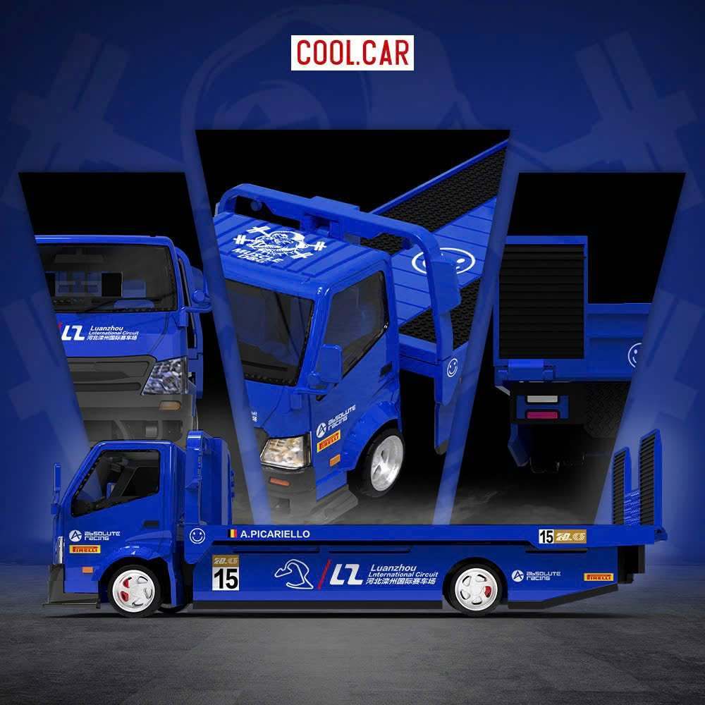 Xe mô hình Cool Car tải HINO H300  Flatbed Transport Trailer Royal Blue No.15 Paint Scheme Realistic