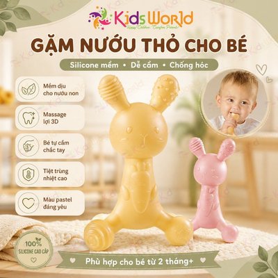 (Tặng hộp) Gặm Nướu Cho Bé Sơ Sinh Silicon Cao Cấp, Ngậm Nướu Chất Liệu Silicone Nano Bạc