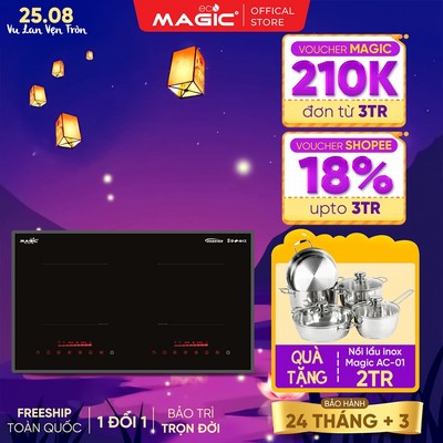 Bếp đôi điện từ Magic Eco AC-211 Made In Thái Lan, công suất 4000W, mâm nhiệt từ, bảo hành 24 tháng