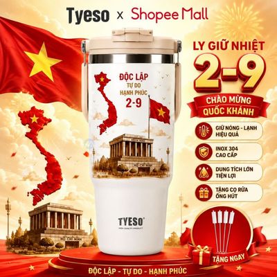 [ĐẶC BIỆT] Ly giữ nhiệt quai xách phiên bản quốc khánh 2-9 dung tích 900 1050ml chuẩn Tyeso