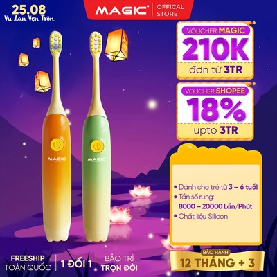 Bàn chải điện cho bé Magic Kid-02, rung nhẹ, lông mềm mại - Chuẩn nha khoa