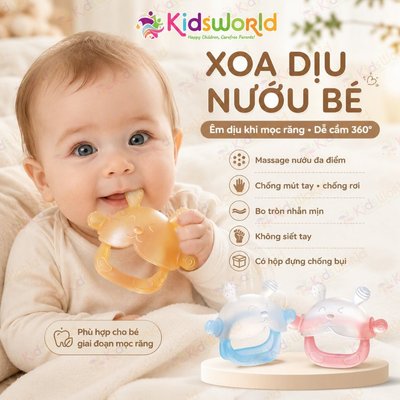 Gặm Nướu Cho Bé Hình Gấu, Hình Thỏ Gặm Nướu Cầm Tay Silicon Siêu Mềm Không Chứa BPA An Toàn Cho Bé (Có hộp đựng kèm)