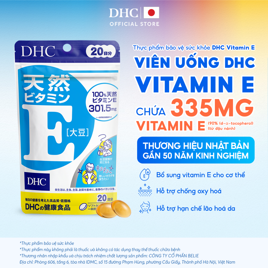 Viên uống DHC Vitamin E (20 Ngày) - Thực phẩm bảo vệ sức khỏe DHC Natural Vitamin E (soybean)