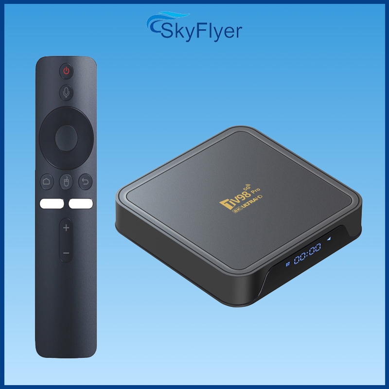 Android TV Box TV 98pro,Ram 8GB,Rom 128GB,Dual Wifi 2.4 và 5Ghz,Kèm khiển giọng nói,Kết nối Bluetoot