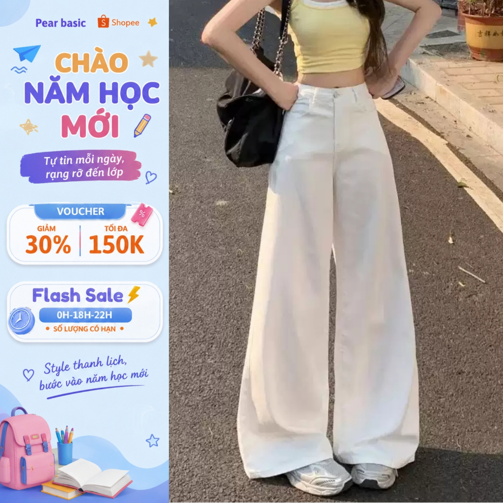[ HOTTREND ] Quần Jean Nữ Lưng cao tôn Dáng - Quần Nữ Ống Rông Dáng Suông Chất Jean Dày Dặn Q20