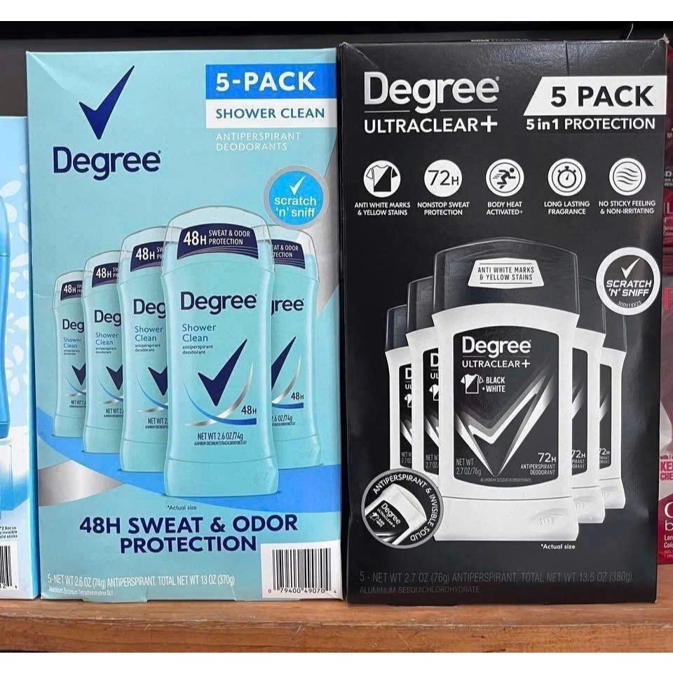 Set Lăn Sáp Khử Mùi  Mồ Hôi Nam Degree Men Utraclear + Shower Clean  76g Chính Hãng Mỹ