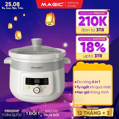 Nồi Nấu Chậm Đa năng Kho, Hầm, Ninh, Chưng Cách Thủy Magic A-050 2L, Công Suất 175W, BH 12 Tháng