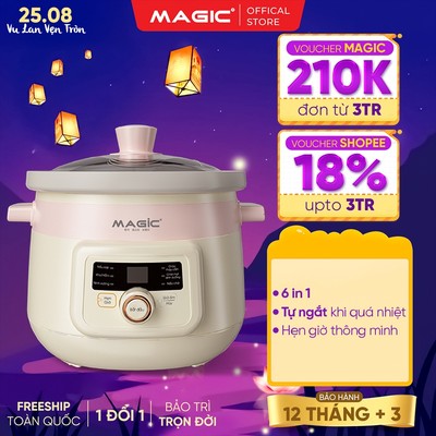Nồi Nấu Chậm Đa Năng Kho, Hầm, Ninh, Chưng Cách Thủy Magic A-051, Công Suất 175W, BH 12 Tháng