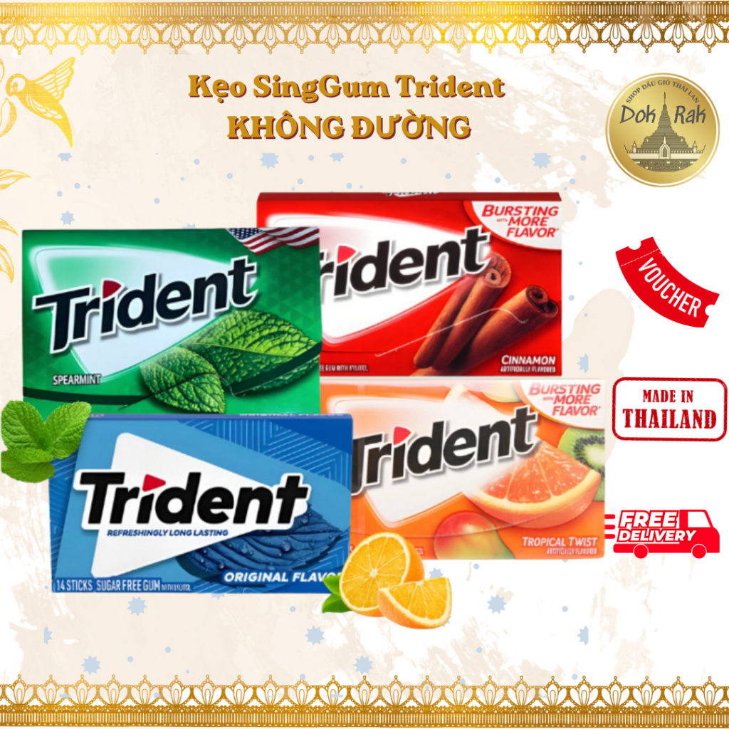 KẸO SINGUM TRIDENT KHÔNG ĐƯỜNG CỦA MỸ - SHOP DẦU DOKRAK