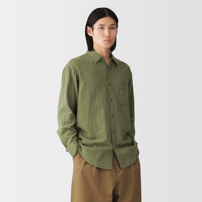 [26AW] MUJI Áo Sơ Mi Nam Vải Kapok Double Gauze Tay Dài