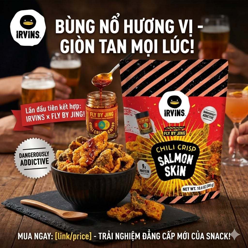 (USA) DA CÁ HỒI IRVINS x SỐT SA TẾ FLY BY JING TÚI 300g