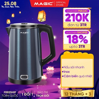 Bình Đun Siêu Tốc Magic A-071, Inox Nguyên Khối, 1.8L, 1500W, Bảo Hành 12 Tháng