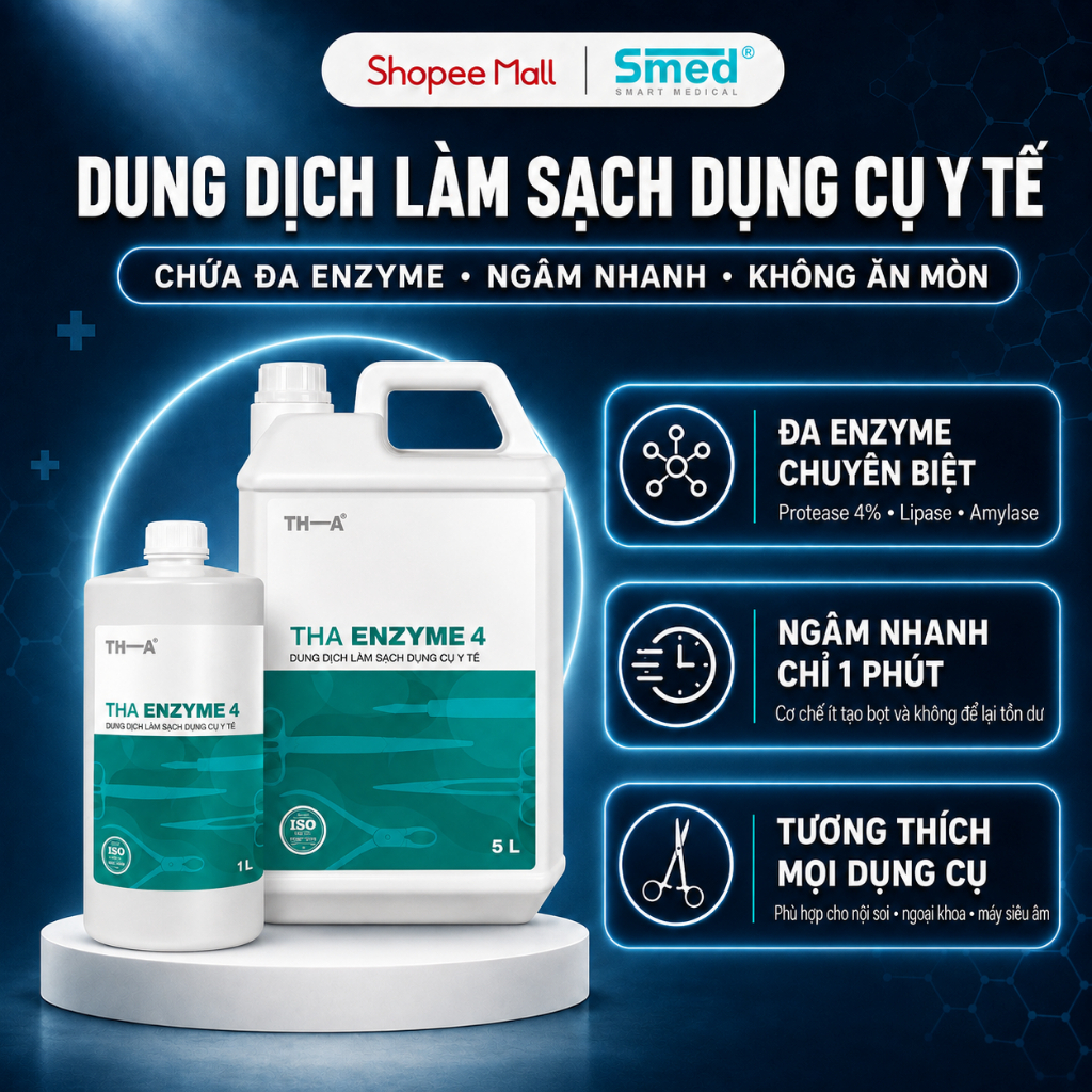 Dung Dịch Làm Sạch Dụng Cụ Y Tế THA ENZYME 4 Chứa Enzyme Protease 4% Khử Khuẩn Hiệu Quả
