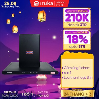 Máy hút mùi Iruka I-411, 2 chế độ, 9 cấp độ hút, điều khiển cảm ứng
