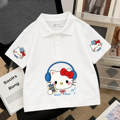 Áo polo cho bé gái Hello Kitty nhiều mẫu màu hồng, trắng, be size từ 15-40kg chất thun cotton Loza-Mã: PL008