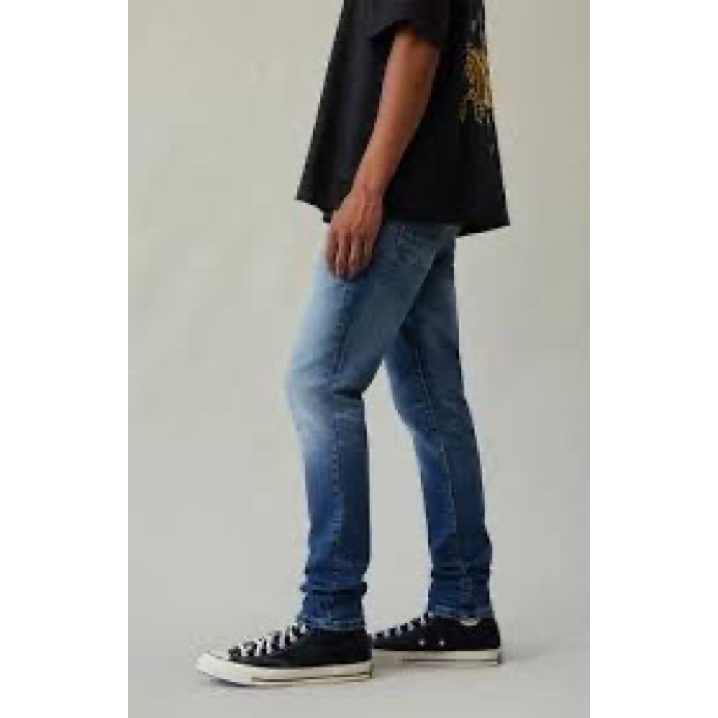 Quần Jeans Nam PacSun Skinny Fit - Quần Bò Nam Xanh Mid Wash Tẩy Nhẹ Form Ôm Co Giãn