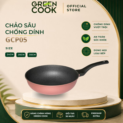 Chảo đúc vân đá đáy từ sâu lòng chống dính 30cm Green Cook GCP05-30IH