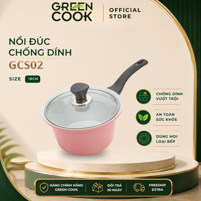 Nồi đúc ceramic vân đá đáy từ chống dính 18cm Green Cook GCS02-18IH - quánh