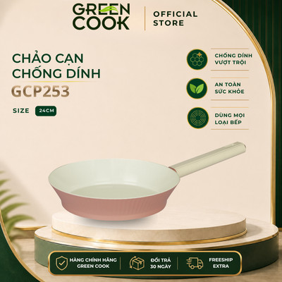 Chảo nhôm chống dính đáy từ 24 cm Green Cook GCP253-24IH - Sử dụng được tất các loại bếp
