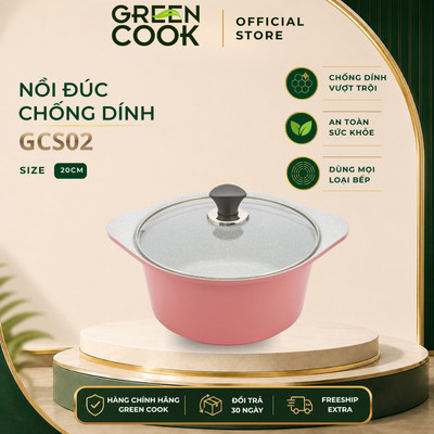 Nồi đúc ceramic vân đá đáy từ chống dính 20cm Green Cook GCS02-20IH