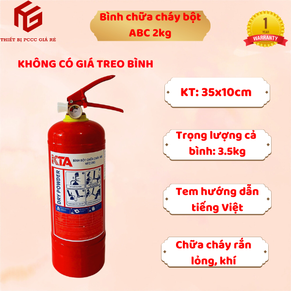 Bình chữa cháy bột ABC 2kg MFZL2 , bình cứu hoả 2kg trang bị trên xe ô tô nhỏ gọn tiện dụng