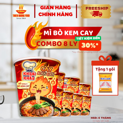 [GIF] CÓ QUÀ - MÌ CAY KHOÁI KHẨU Hương Vị Bò Kem Cay - combo 8 ly x  67gram/ly [TMNLY0054]
