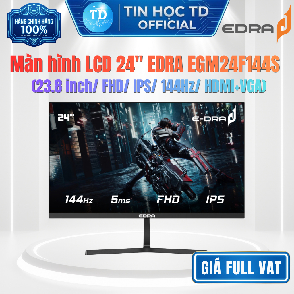Màn Hình LCD 24" EDRA EGM24F144S – 23.8 Inch FHD IPS 144Hz HDMI + VGA – Hàng Chính Hãng Hưng Long Ph