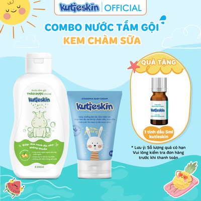 Kutieskin - Bộ đôi kem chàm sữa và nước tắm gội thảo dược - KAD10+KNT20