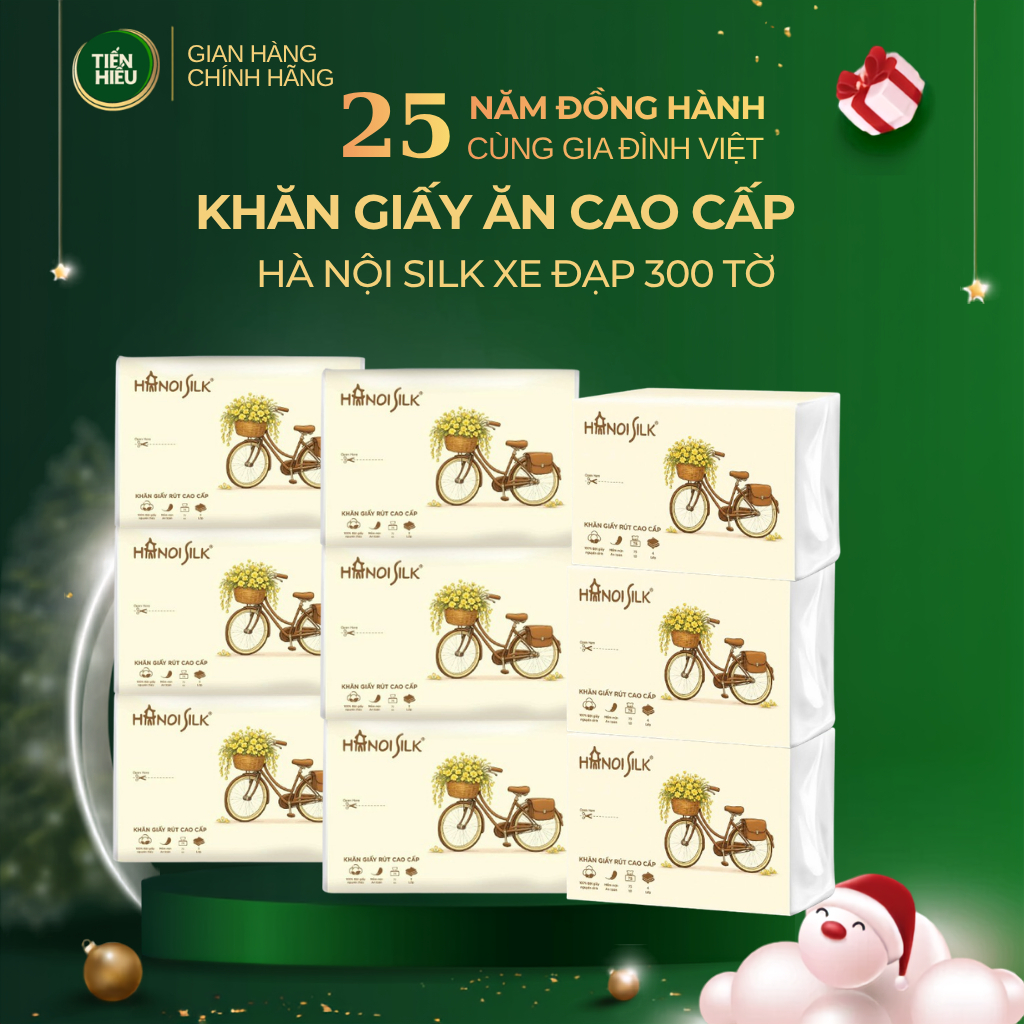 Giấy Ăn Rút HANOI SILK Xe Đạp 4 Lớp Cao Cấp, Mền Mịn, Bền Dai, An Toàn Cho Mọi Loại Da