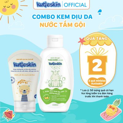 Combo Hăm - Rôm Sảy - Mẩn Ngứa cho bé (Nước tắm gội thảo dược và Kem bôi dịu da) - KNT20+KDD02