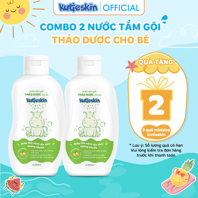 Combo 2 Nước tắm gội thảo dược cho bé Kutieskin 200ml - 2 KNT20
