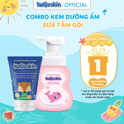 COMBO Sữa Tắm Gội Và Kem Dưỡng Ẩm Kutieskin Cho Bé - KKT03+KAM02
