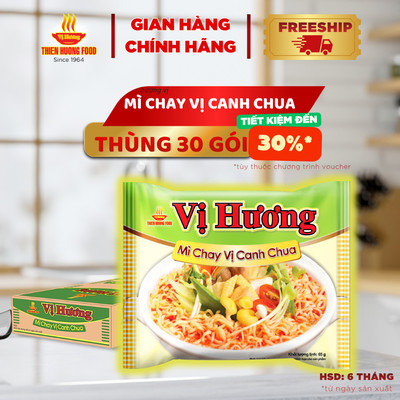 Thùng 30 Mì chay vị canh chua Vị Hương 65gram/gói [TMNBK0008]