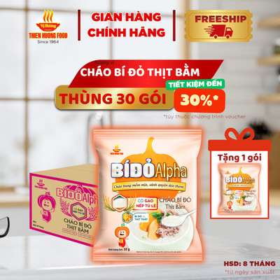 [TẶNG 1 GÓI] Thùng 30 Gói Cháo Bí Đỏ Thịt Bằm 50 gram/gói [TCNZZ0021]