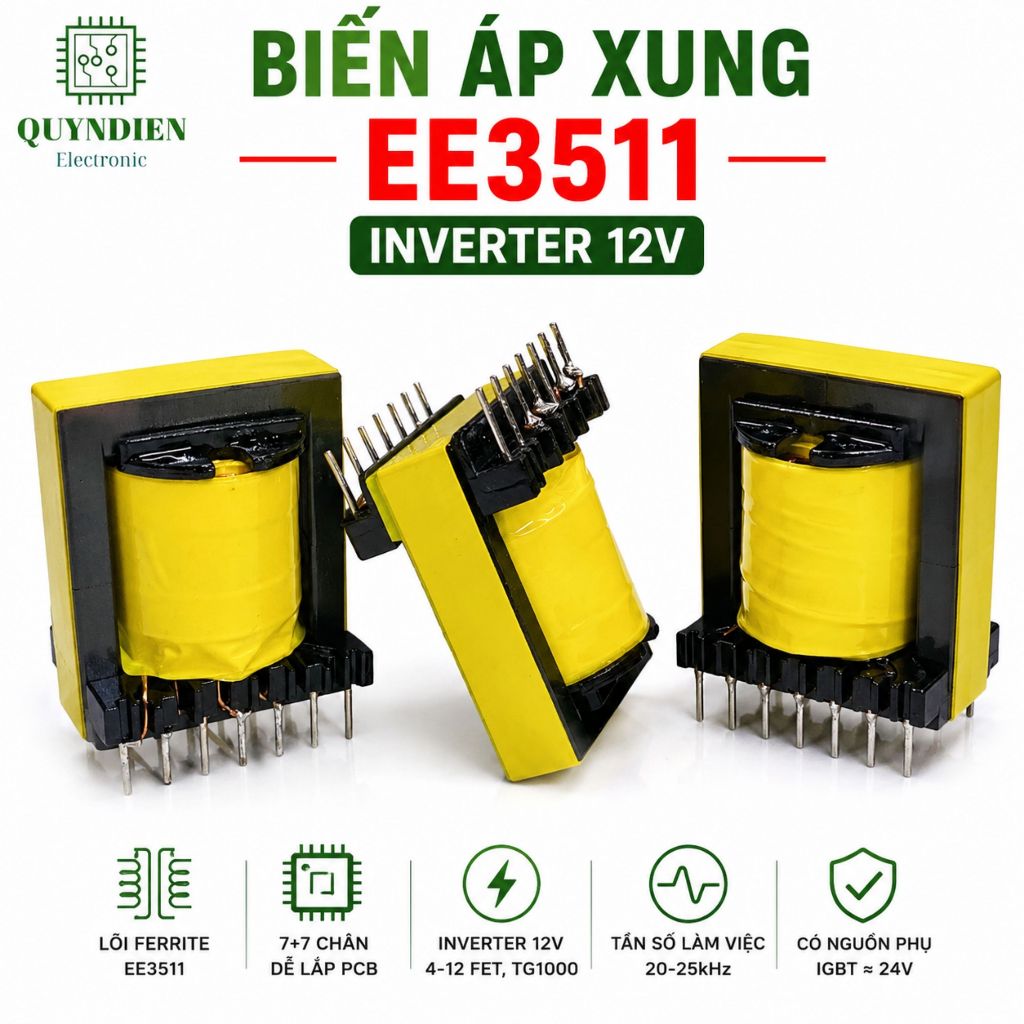 Biến áp xung EE 35 đứng IGBT quấn mới cho máy 4 fet 6 fet - Linh kiện Điện Tử QUỲNH DIỄN