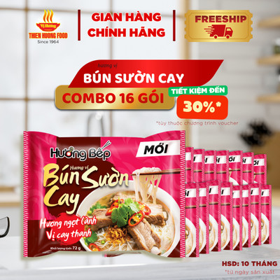 [ƯU ĐÃI] Thùng 16 Gói Bún Sườn Cay Hương Bếp 72gram/gói [TBNZZ0006]