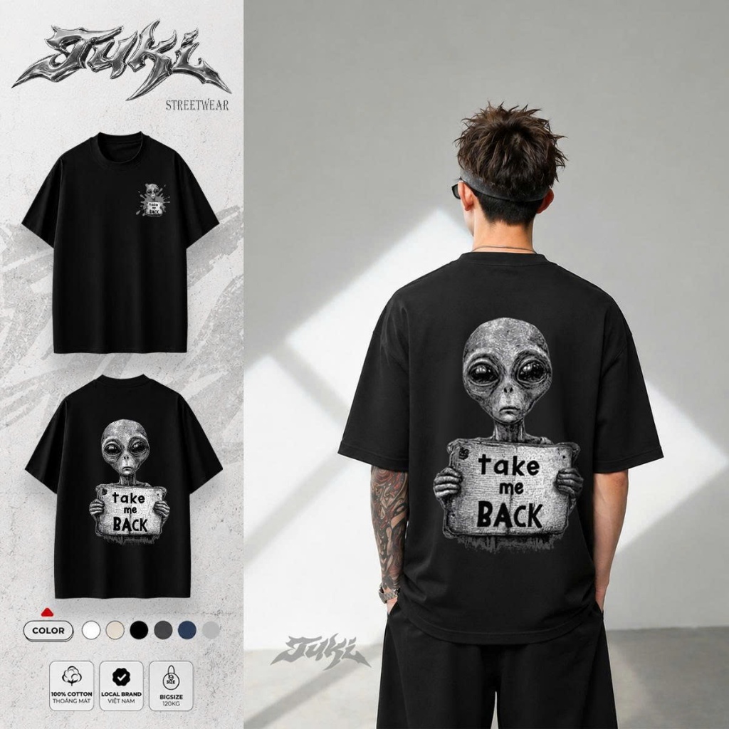Áo Thun Nam Nữ Unisex TAKE ME BACK THE ALLIEN Graphic Cotton 100% Tuki Streetwear
