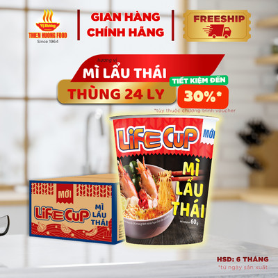 Thùng 24 Ly Mì Lẩu Thái Life Cup 60g/ly [TMNLY0004]
